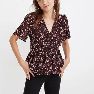 Madewell flutter sleeve peplum top